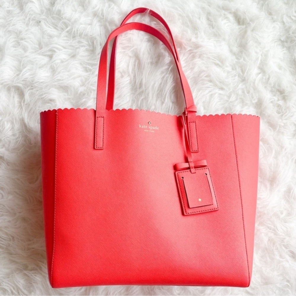 Kate Spade New York Coral Leather Tote Bag Structured Shoulder Purse